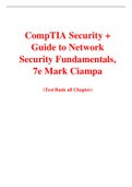 CompTIA Security + Guide to Network Security Fundamentals, 7e Mark Ciampa (Solution Manual with Test Bank)	