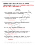 NURS 6531 FINAL EXAM SRING SUMMER  SESSION GENUINE EXAM (VERIFIED ANSWERS)  HIGHLY RECCOMMENDED