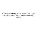 TEST BANK FOR KRAUSE’S FOOD AND THE NUTRITION CARE PROCESS,14TH EDITION BY MAHAN