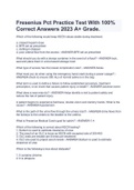 Fresenius PCT Practice Test With 100% Correct Answers 2023 A+ Grade, Fresenius medical care PCT test rated & graded A+ 100% Correct Answers 2023, Fresenius Hemodialysis Study Guide(Study Guide for Fresenius Hemodialysis training class for PCT's and nurse