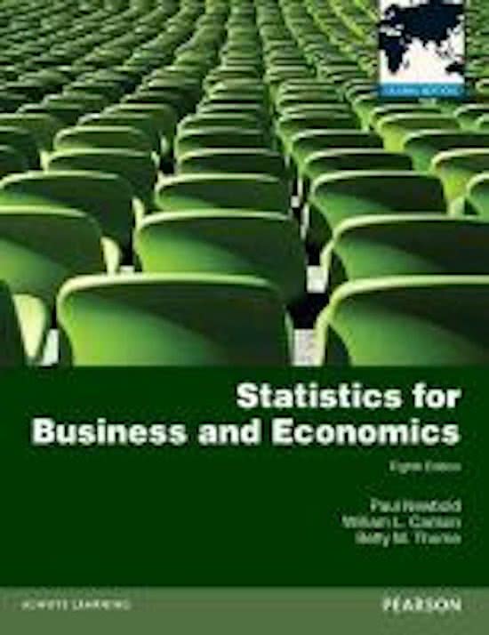 Summary - Statistics for Business and Economics, Chapter 1, 2, 7 - 16 (Course: Statistics II)