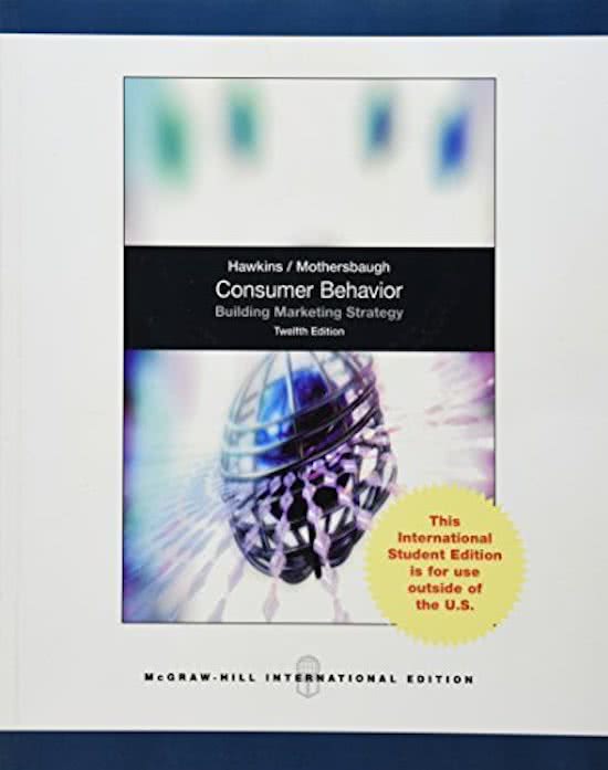 Consumer behavior hawkins 12th edition - 13 t/m 18