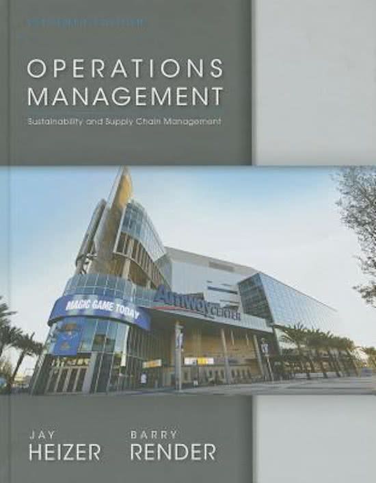 TEST BANK for Operations Management: Sustainability and Supply Chain Management. 14th Edition By Jay Heizer; Barry Render, Chuck Munson. ISBN 0137649193. (Complete Chapters 1-17)