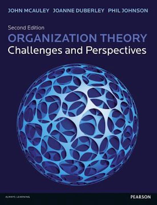 Summary Organization Theory Challenges and Perspectives